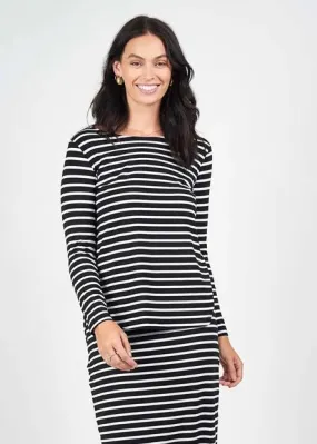 Adele Long Sleeve ~ Black/White Stripe