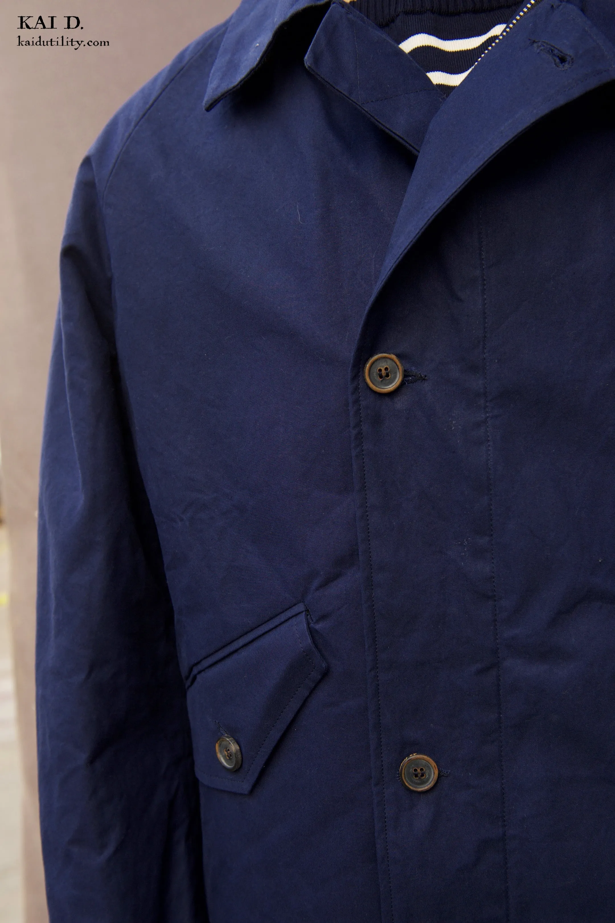 Army Inspired A Jacket - Navy Waxed Cotton - M