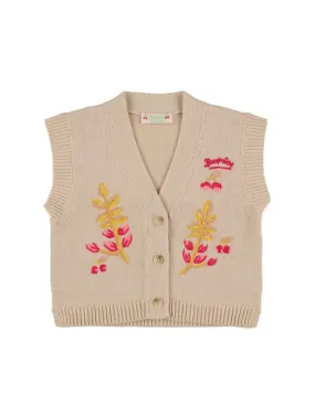 Bonpoint   Embroidered cotton knit cardigan 