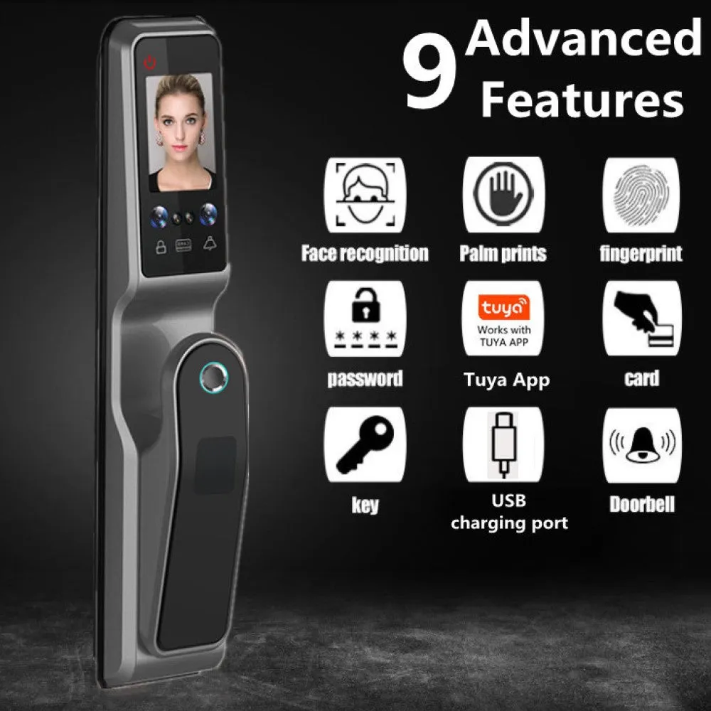 ENERGY- Smart Door Lock Face Recognition Palm Scan Biometric Fingerprint and Remote Wi-Fi App  , Built-in Camera and Doorbell