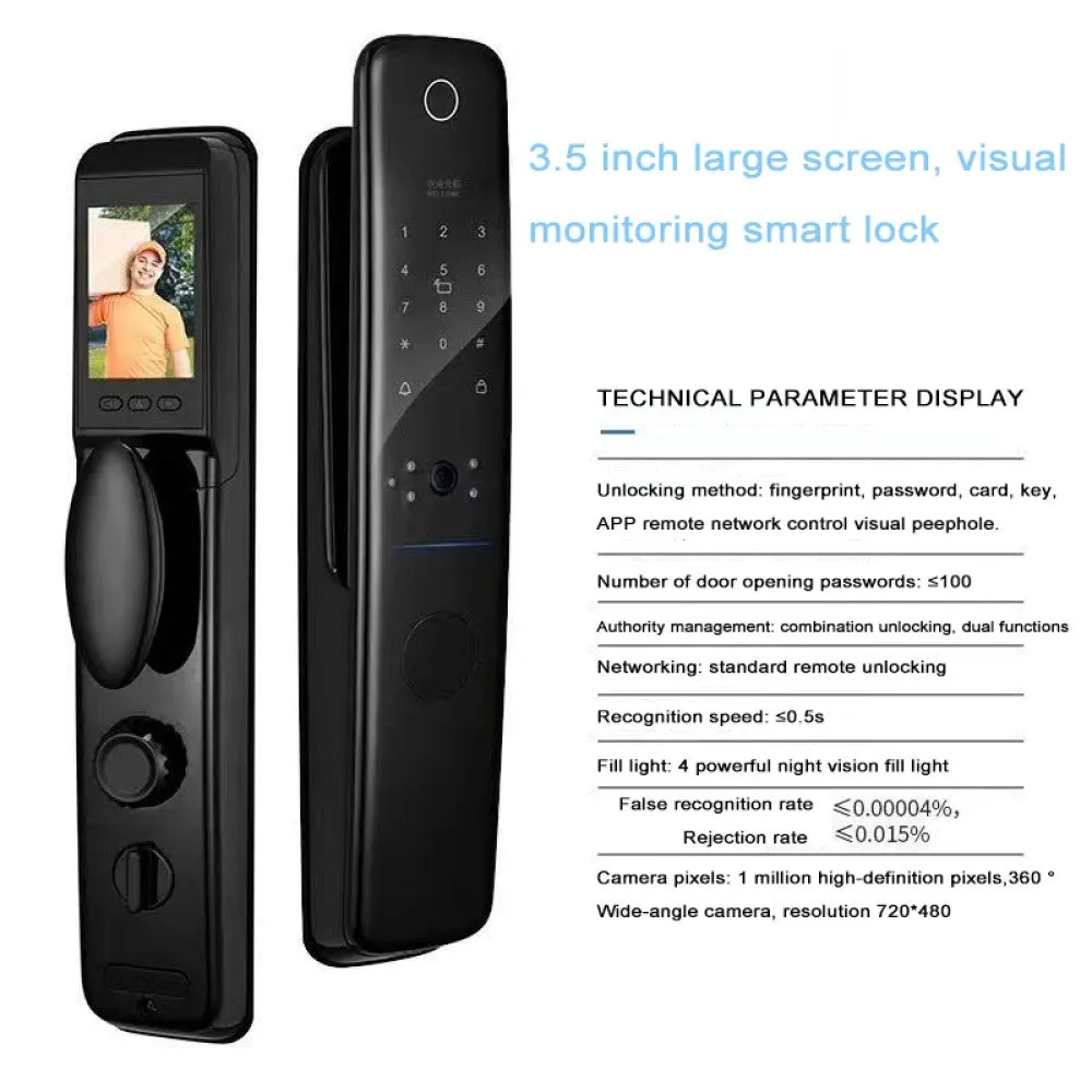 GEOGRAPHY - Smart Door Lock Fingerprint Built-in Camera Doorbell Keyless Entry Passcode Door lock
