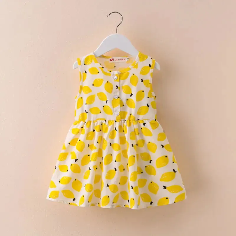 Girls Dress Summer Floral Pattern Children'S Skirt 100% Cotton Sundress Cute Comfortable Baby Beach Wear Kids Casual Clothes