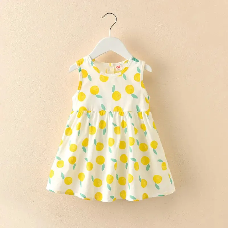 Girls Dress Summer Floral Pattern Children'S Skirt 100% Cotton Sundress Cute Comfortable Baby Beach Wear Kids Casual Clothes