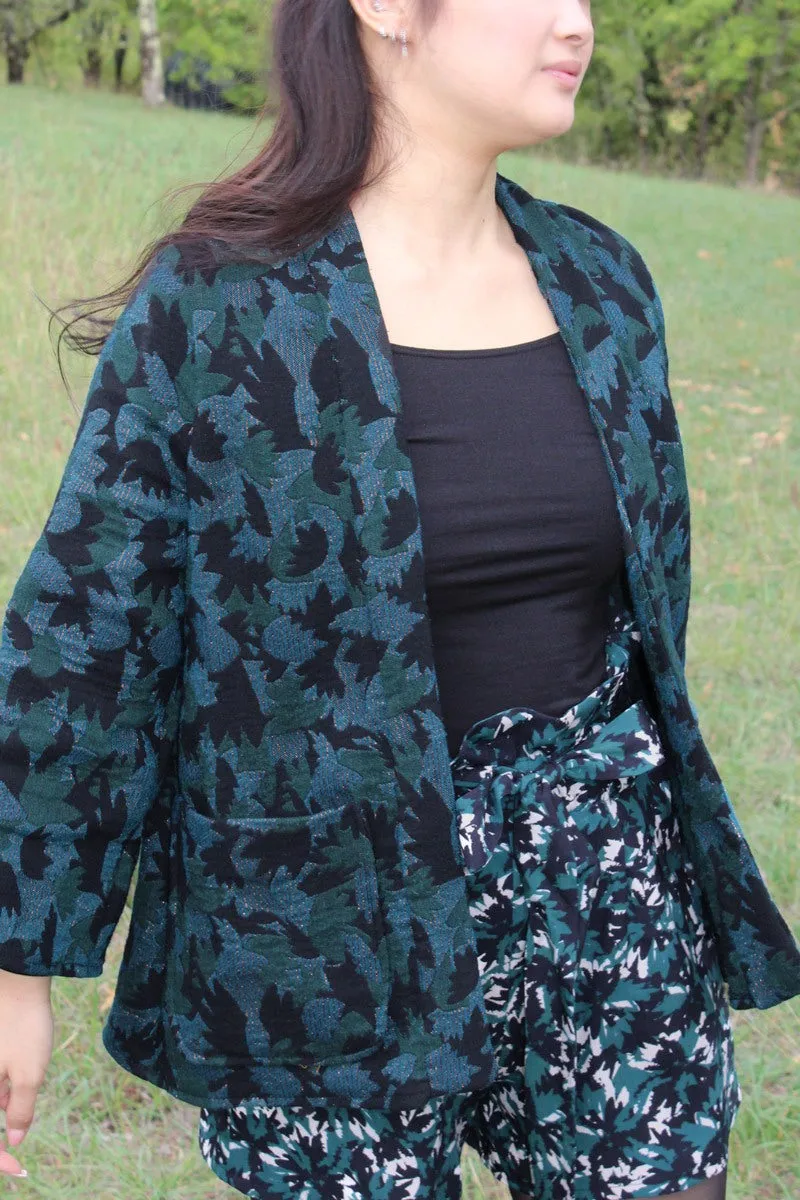 Églantine & Zoé - Green Crocus Jacquard Fabric