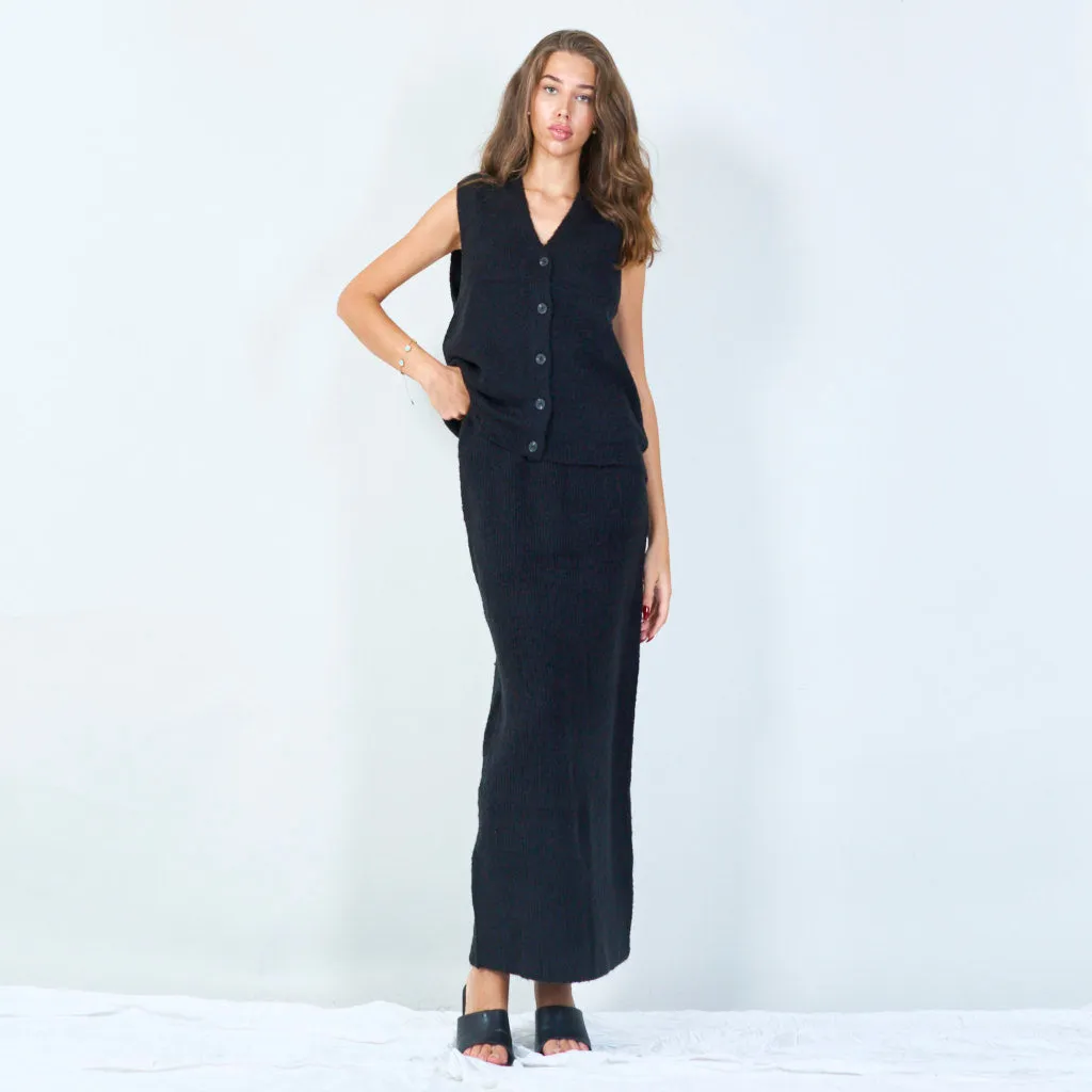 Knitted button-up vest with V-neck wholesale