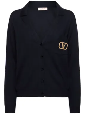 Valentino   Wool polo cardigan 